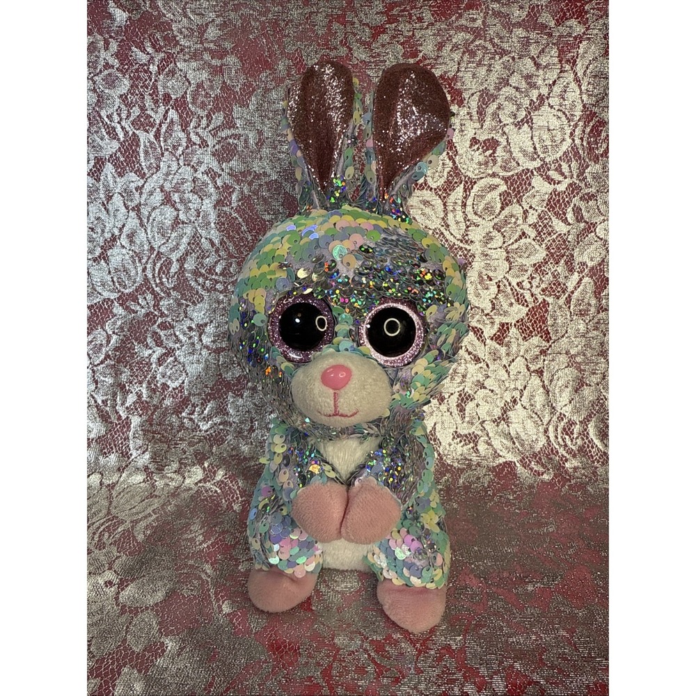 Ty Beanie Boo Raindrop Rabbit Bunny Plush 6" Flippable Sequin Stuffed Animal‎